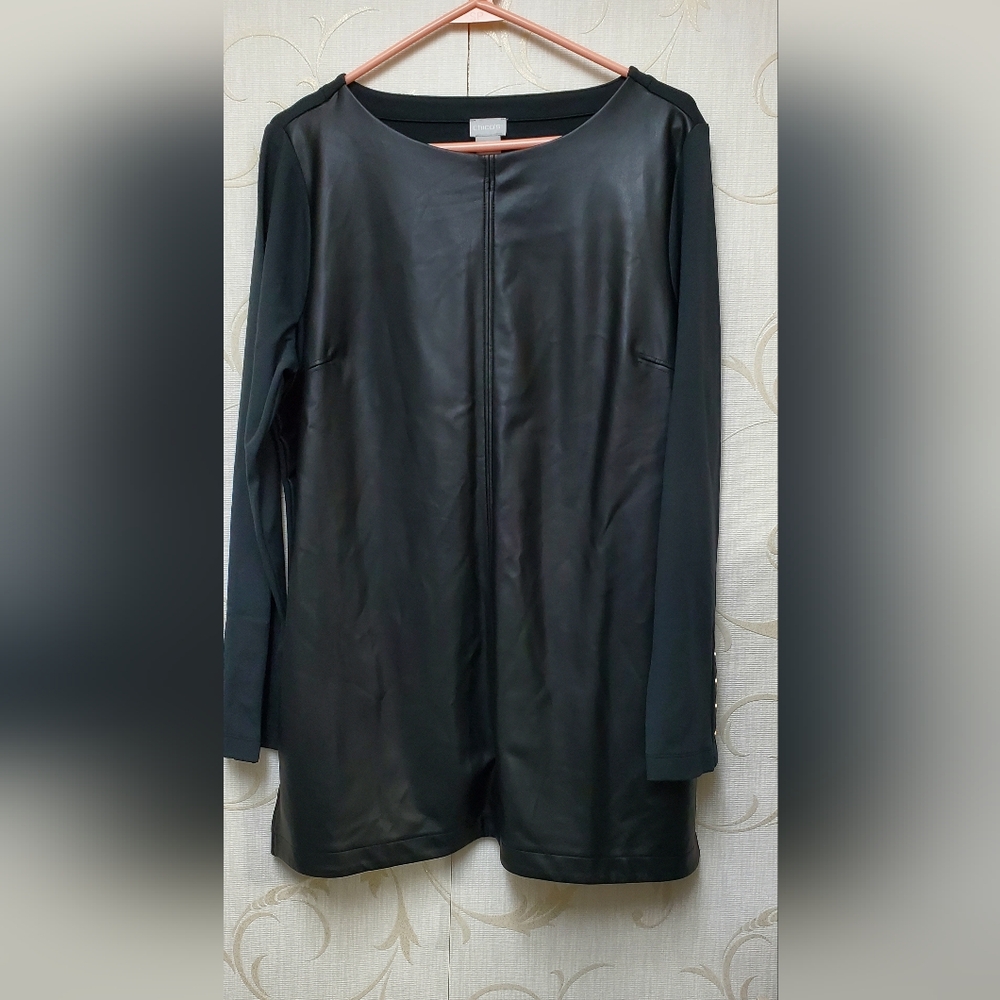 Chicos Faux Leather Tunic Nwt NEW MEDIUM Size 2